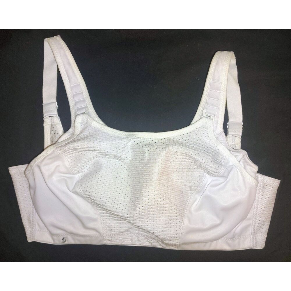 Glamorise Custom Control Wire-free Sports Bra Size 38F White Plus Size Lingerie
